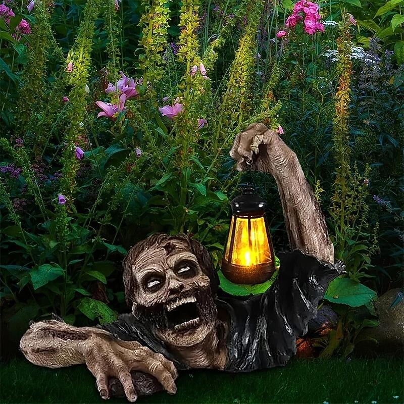 Gruselige Halloween-Zombie-Handlichtornamente aus Kunstharz für Horrorstatuen und Gartendekorationen 2026 - $18.99 –P1