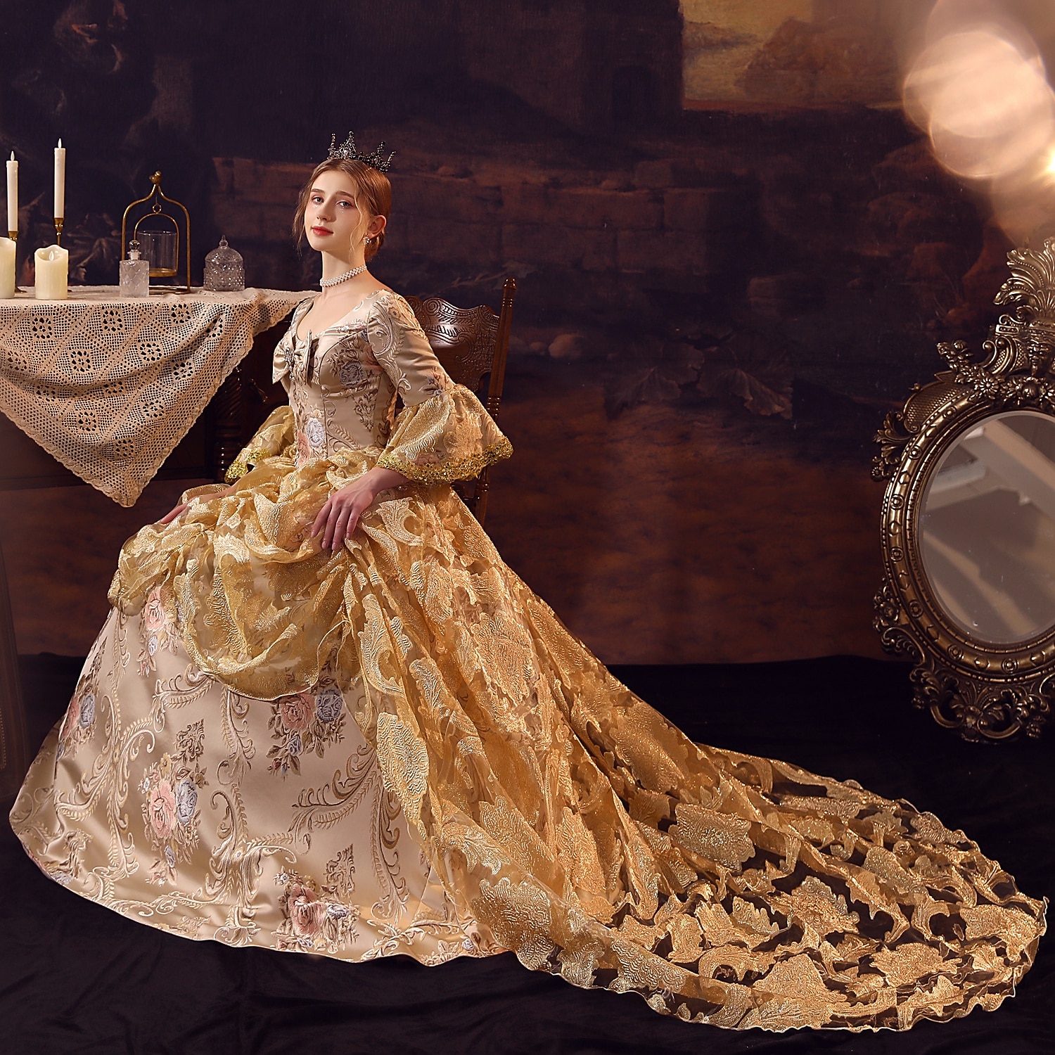 Gotisch Viktorianisch Vintage inspiriert Kleid Partykostüm Abschlussballkleid Prinzessin Shakespeare Braut Einfarbig Ballkleid Kostüm Damen königlich Halloween Karneval Valentinstag Abendgesellschaft 2026 - $162.99 –P3