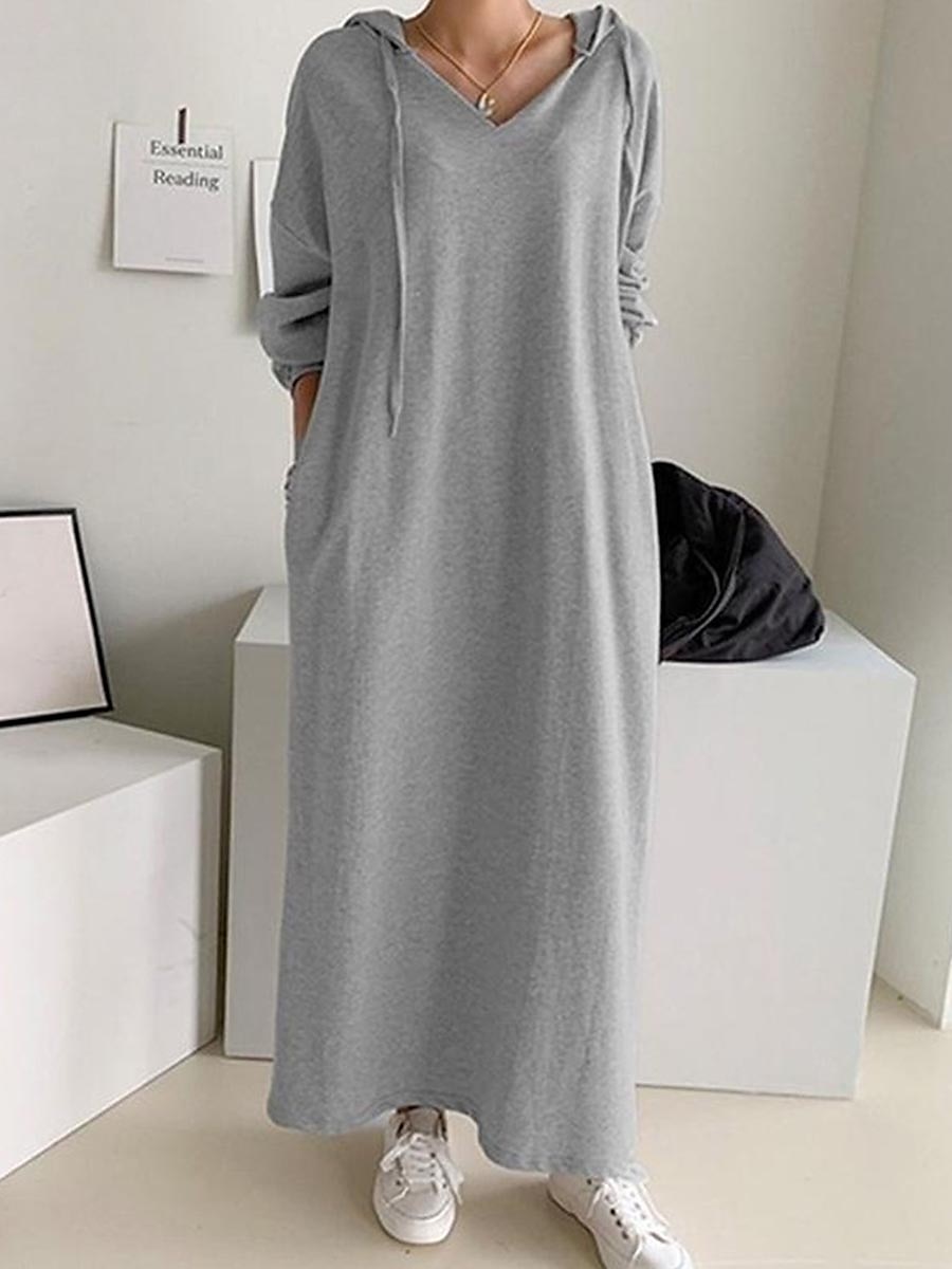 Robe Sweat Robe casual Robe Droite Femme robe longue Poche Extérieur du quotidien Sortie Actif Mode Capuche manche longue 2023 Ample Noir Kaki Gris S M L XL XXL de 2025 ? $33.99 –P1