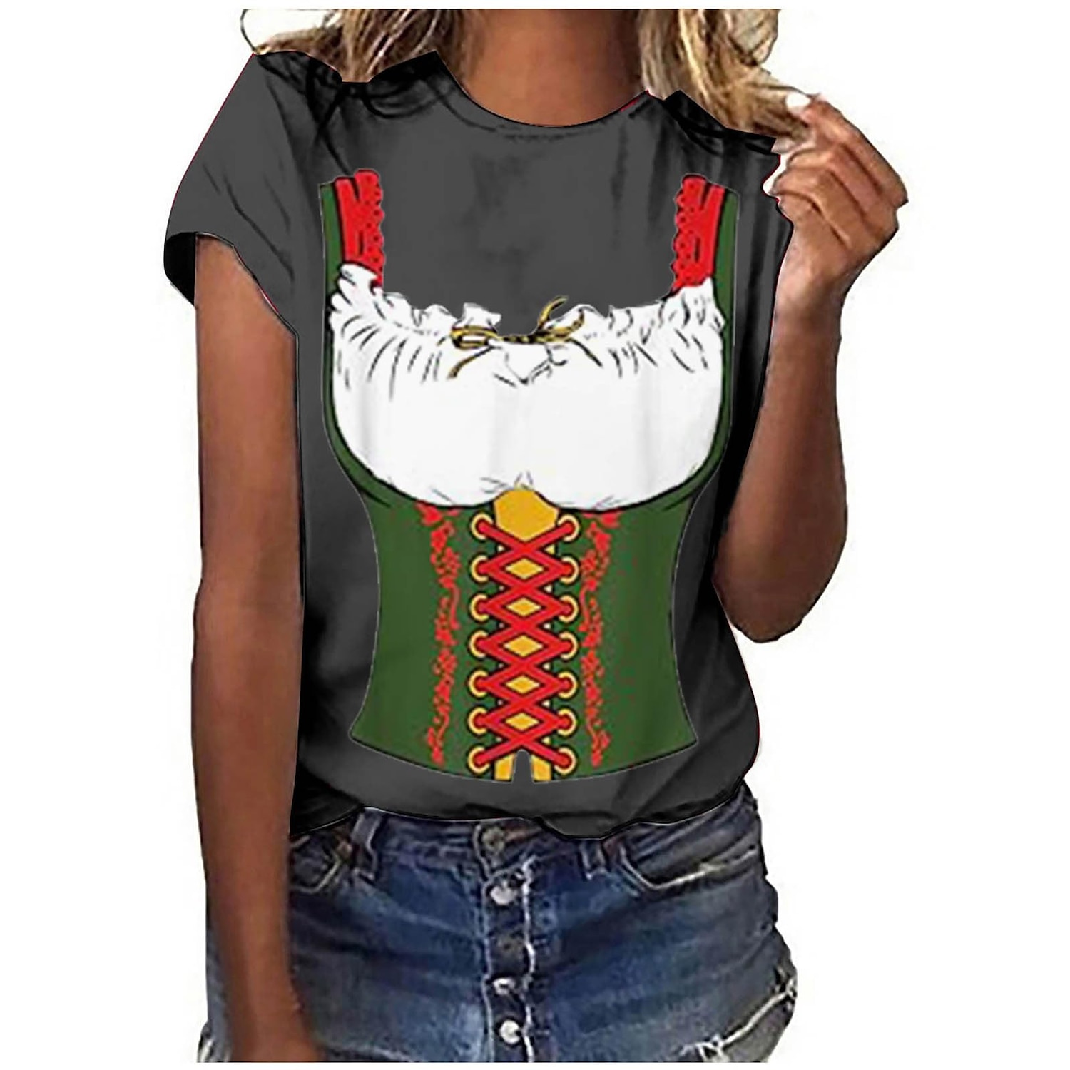 Oktoberfest øl bayerske T-skjorte Animé 3D Graphic Til Dame Voksne Oktoberfest øl Maskerade 3D-utskrift Fritid / hverdag 2025 - $17.49 –P4