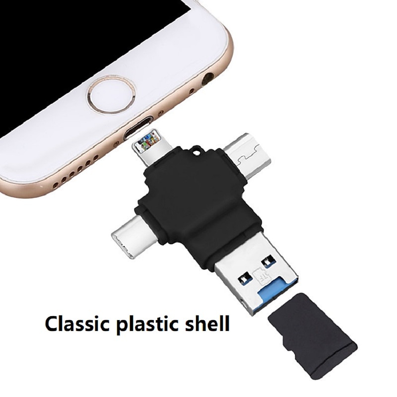 4 in 1 TF Memory Card Reader OTG Adapter for Lightning/Mirco USB/Type-C USB OTG Micro SD Card Reader for iPhone Andriod Xiaomi 2025 - $15.99 –P2
