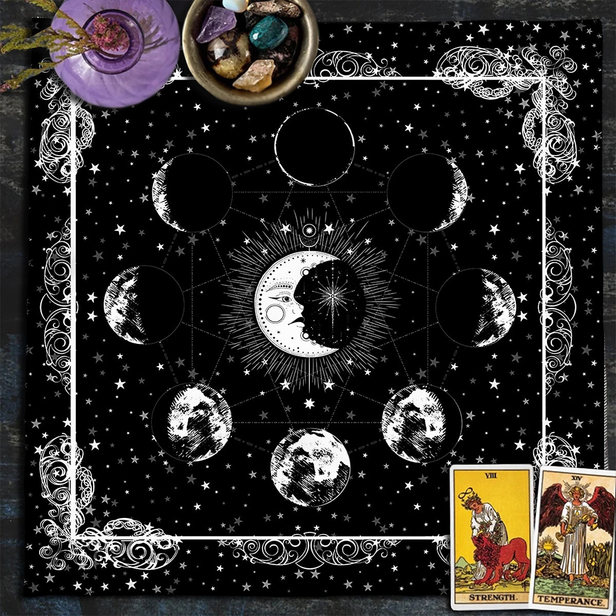 tarot asztalterítő játékhoz, oltárterítő, boszorkánysági asztrológia dekoráció orákulumkártya pad tarot szőnyeg witcher dekor, parti ajándékok, parti ajándék dekoráció, parti kellékek varázsművészeti 2026 - $9.49 –P8