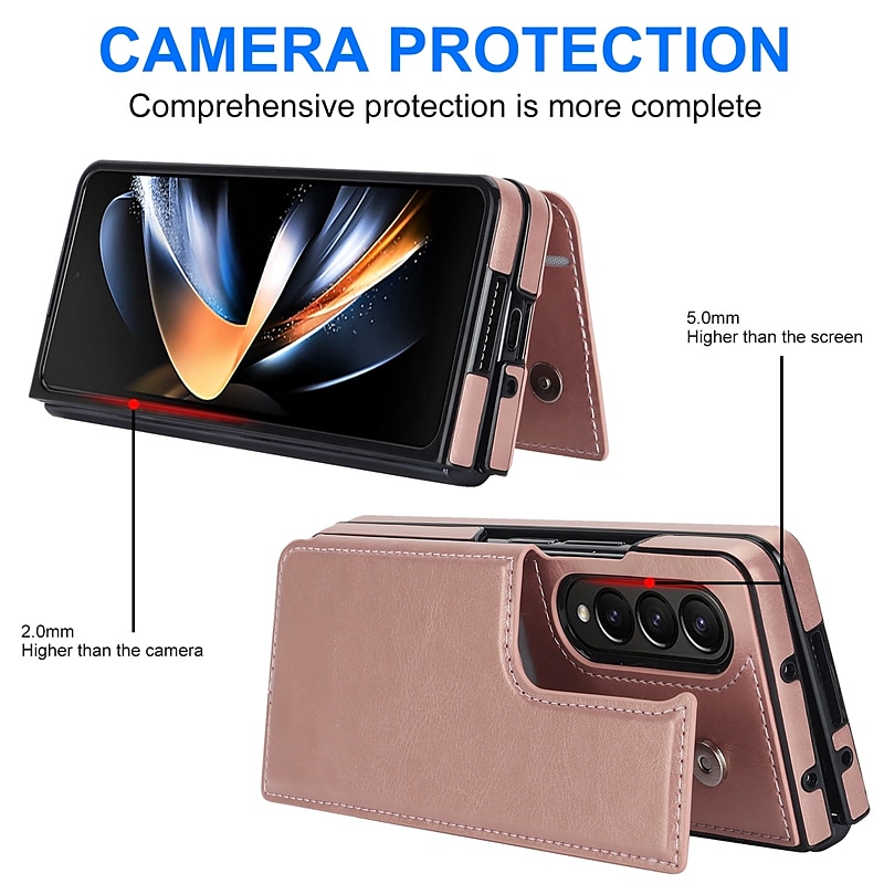 2025年 Samsung Galaxy Z Fold 6 Z Fold 5 Z Fold 4 Z Fold 3 用レザー電話ケース カードホルダー付き キックスタンド ソリッドカラー PC PUレザー コレクション – $25.99 –P7