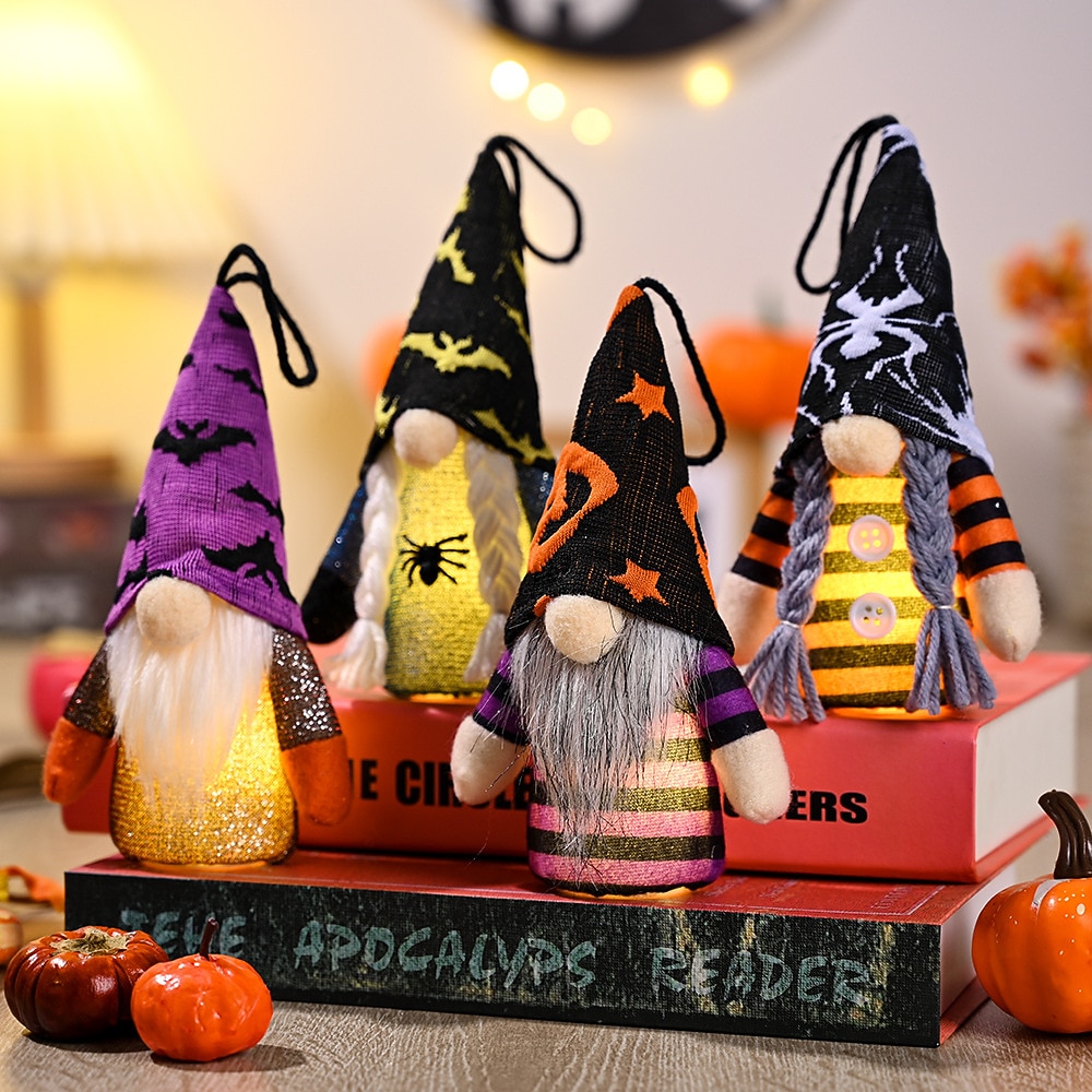 Halloween Bat Hat Faceless Gnome Doll with Lights Hanging Pendant Tree Decor Harvest Sunflowers Plush Doll Decorations For Home 2026 - $6.49 –P4