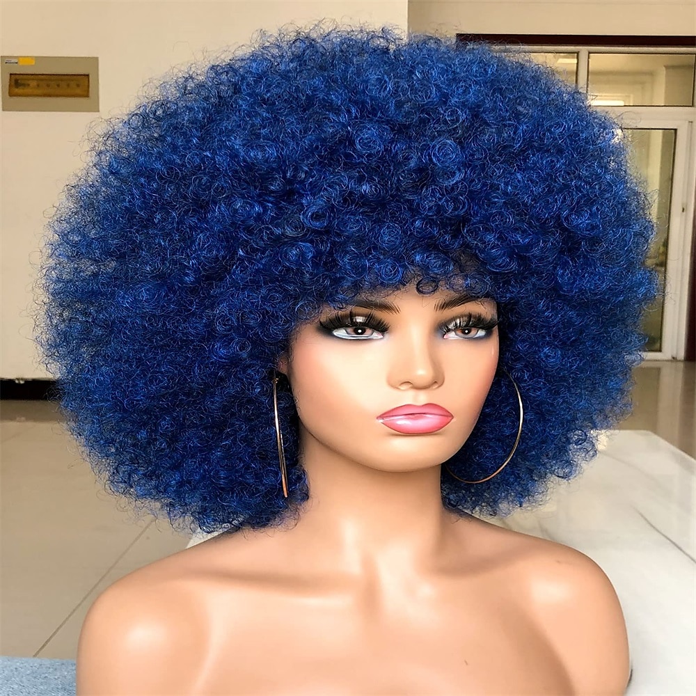 Short Afro Wig with Bangs for Black Women Afro Kinky Curly Wig 70s Premium Synthetic Big Afro Wig 2025 - $20.99 –P10