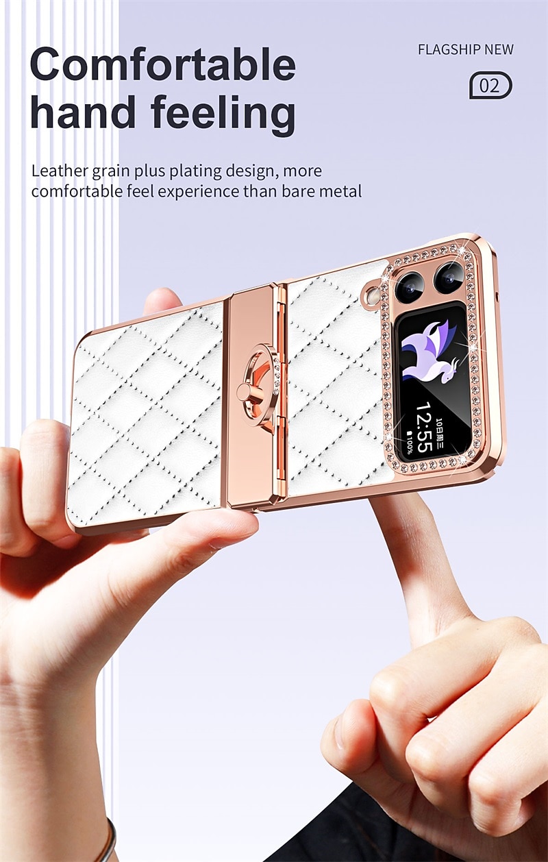 телефон Кейс для Назначение SSamsung Galaxy Z-флип 7 Z-флип 6 Z Flip 5 Z Flip 4 Z Flip 3 Кейс на заднюю панель Блинг Стразы Покрытие Хрустальный алмаз ПК Кожа PU 2026 - $24.99 –P2