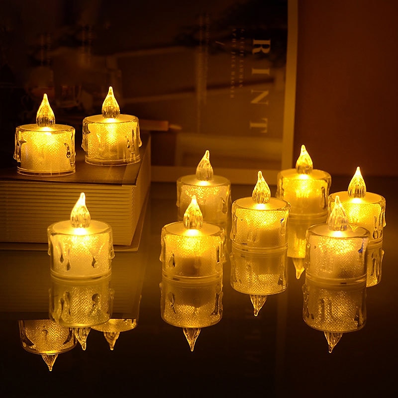 LED Electronic Candle Light Battery Powered Ghost Festival Decoration Night Light for Christmas New Year Wedding Party Home Decoration Lighting 4/12/24pcs for Halloween 2025 - $9.99 –P7