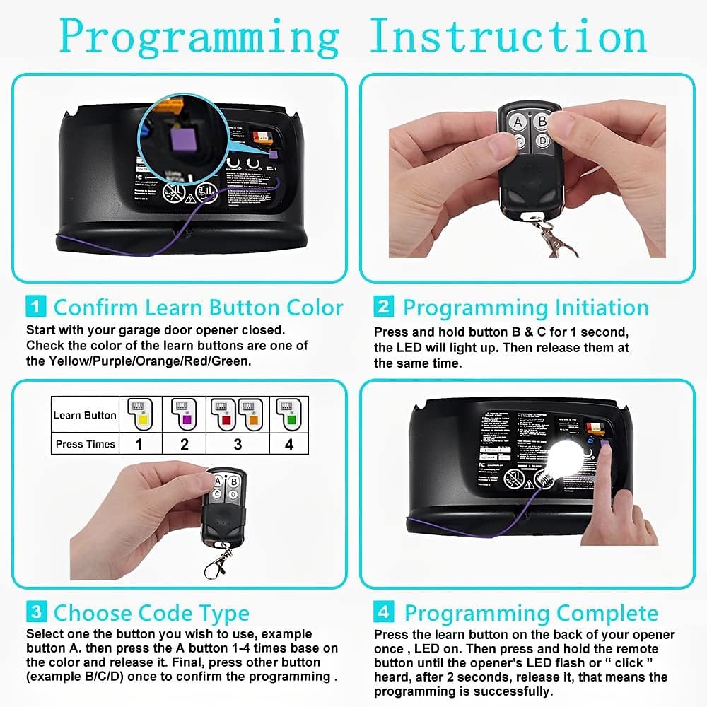 Universal 433MHz Garage Door Remote Duplicator, 4-Button Gate Remote Cloning Transmitter Control 2025 - $12.99 –P5