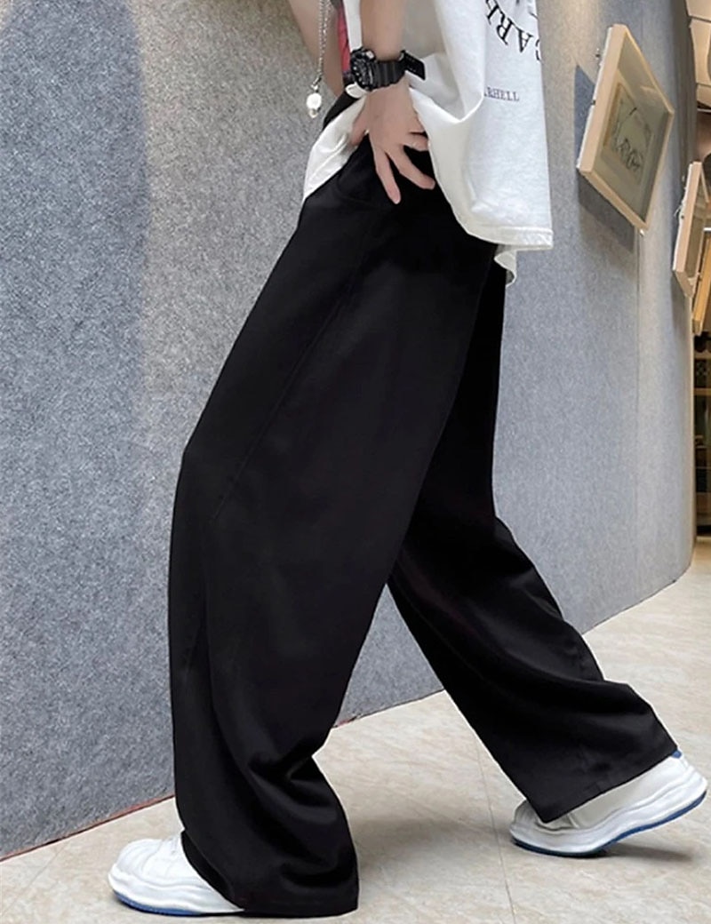 Herr Träningsbyxor med vida ben Atletiska byxor Långbyxor Snörning Elastisk midja Slät Komfort Andningsfunktion Ledigt Dagligen Helgdag Sport Mode Svart Vit 2026 - $22.99 –P6