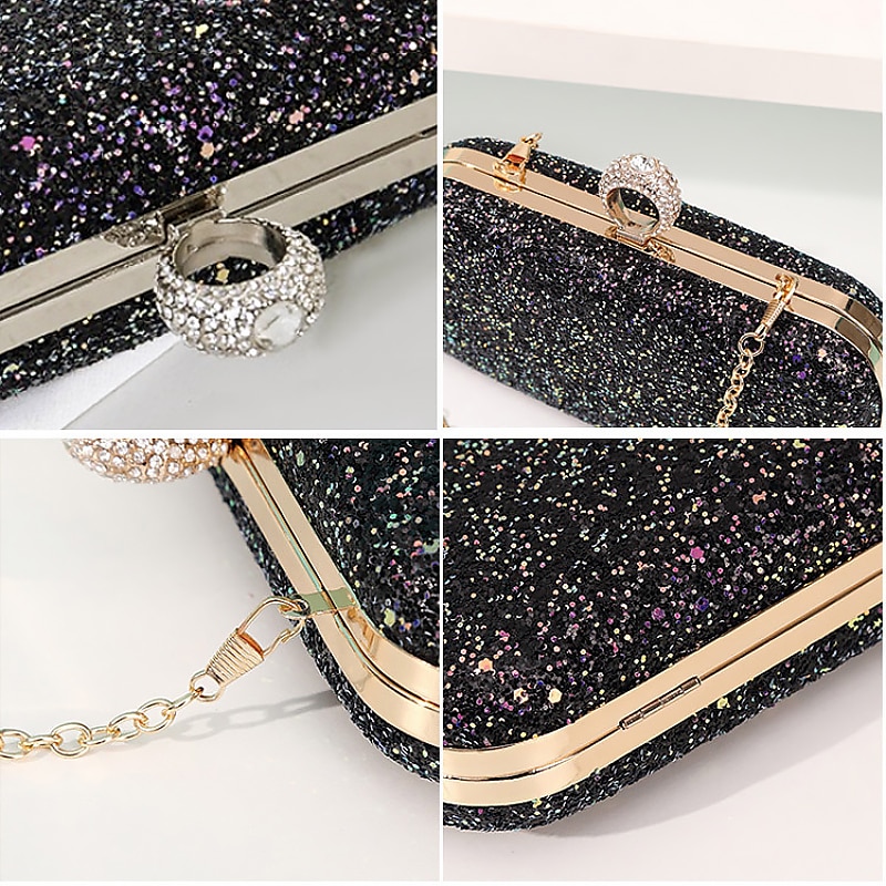 Women's Clutch Evening Bag Wristlet Clutch Bags PU Leather Party Bridal Shower Holiday Rhinestone Large Capacity Lightweight Durable Solid Color Small white Small black Small blue 2025 - $26.99 –P6