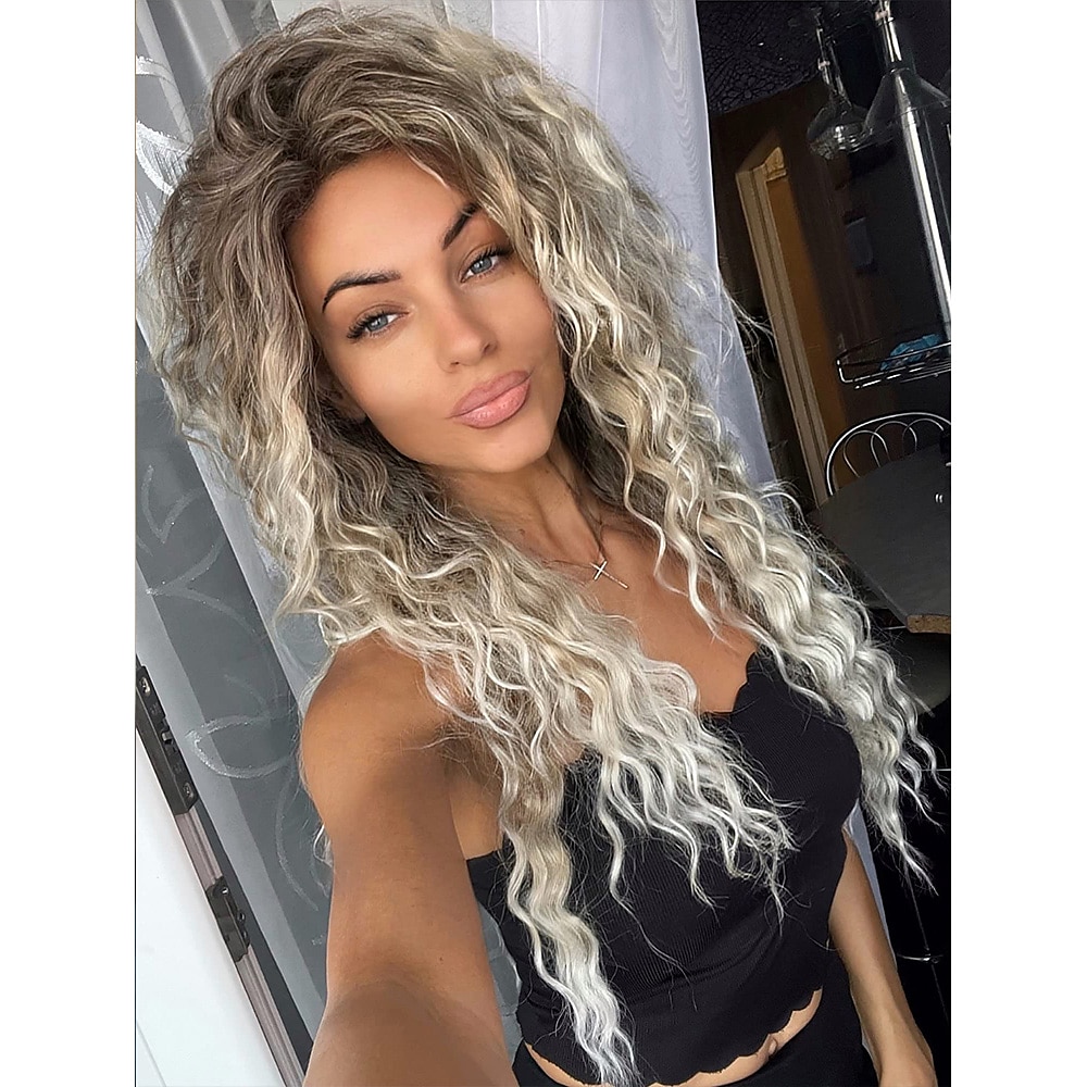Presentes de Carnaval Peruca Ombre Loira Acinzentada Cacheada Longa para Mulheres Brancas Peruca Sintética Fluffy 80s Carnaval de Natal Fantasia para Mulheres Big Volume Tons de Marrom Loiras Perucas de 2025 por $28.99 –P2