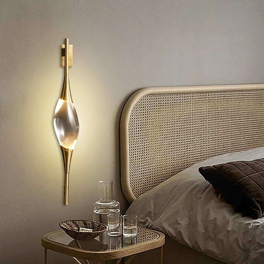 Crystal Wall Light Indoor Liner Design 60cm Minimalist Design Wall Sconce, Clear Glass Lampshade Wall Lamp,Decorative Wall Light for Bedroom Living Room Background Wall Lights 110-240V 2025 - $265.49 –P6