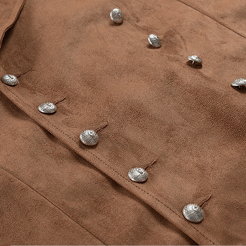 Men's Vest Waistcoat Daily Wear Vacation Going out Vintage Fashion Spring &  Fall Button Polyester Comfortable Plain Double Breasted Lapel Regular Fit Black Royal Blue Brown Rose Red Vest 2025 - $38.99 –P8