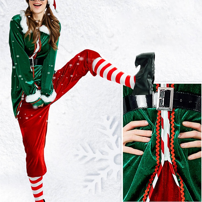 jultomten Alf Mrs.Claus Kläder Julhatt Fin julklänning Dam Jul Karnival julafton Jul Vuxna Fest Jul Kappa Byxor Skärp Benvärmare Strumpor 2025 - $60.99 –P6