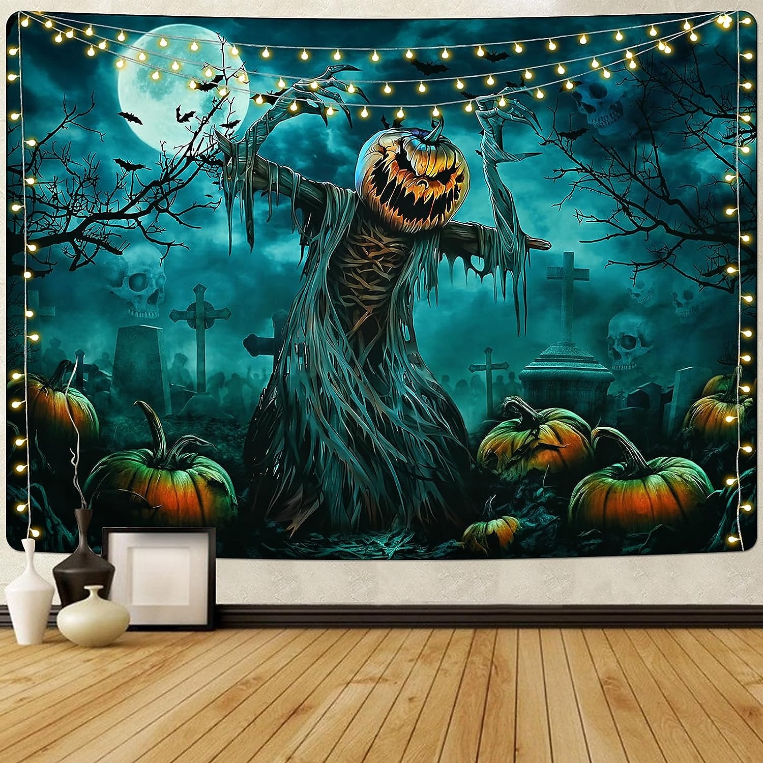 halloween skumle utskårne gresskar hengende billedvev veggkunst stor billedvev veggmaleri dekor fotografi bakteppe teppe gardin hjem soverom stue dekorasjon halloween dekorasjoner 2025 - $13.99 –P3
