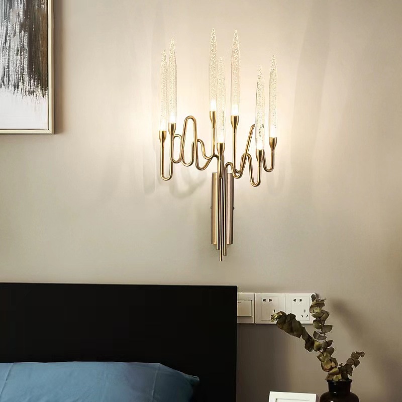 luces de pared de interior de cristal k9 7 cabezas de oro led aplique de pared de estilo nórdico sala de estar tiendas cafés acero blanco cálido luz de pared blanco cálido 110-240v 2026 - $630.69 –P5