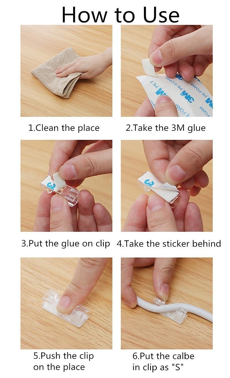 100/80/60/20pcs Cable Organizer Clip Adhesive Charger Clasp Desk Wire Manager Cord Earphone Line Tie Fixer Management USB Winder Clips Holder 2025 - $2.99 –P16