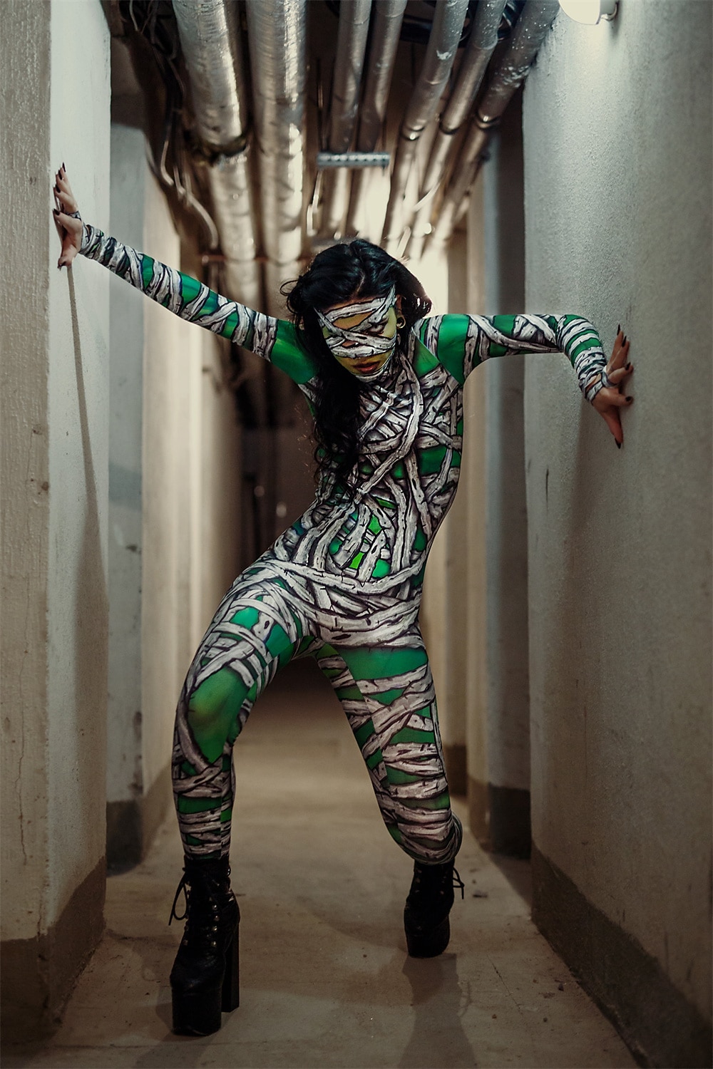 Zombie Mummy Carnival Costume Full Body Suit Cosplay Costume Bodysuits Full Body Catsuit Adults' Women's One Piece Scary Costume Party Halloween Masquerade Mardi Gras Easy Carnival Costume 2025 - $34.99 –P19