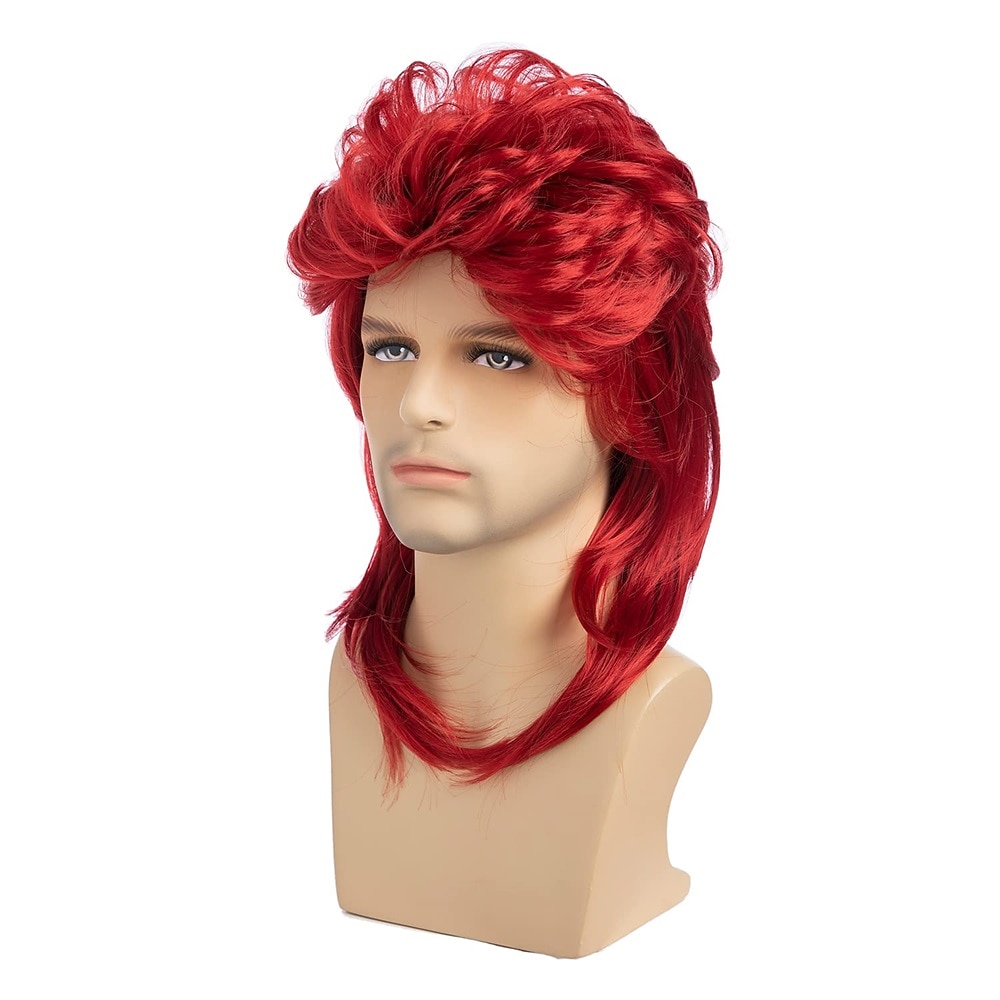 Parrucche Mullet da Uomo Sallcks Marroni Ricci Retro 70s 80s Costume Cosplay Parrucca Rocker Disco Show Parrucca - Marrone Chiaro Parrucche di Halloween del 2025 a $20.99 –P4