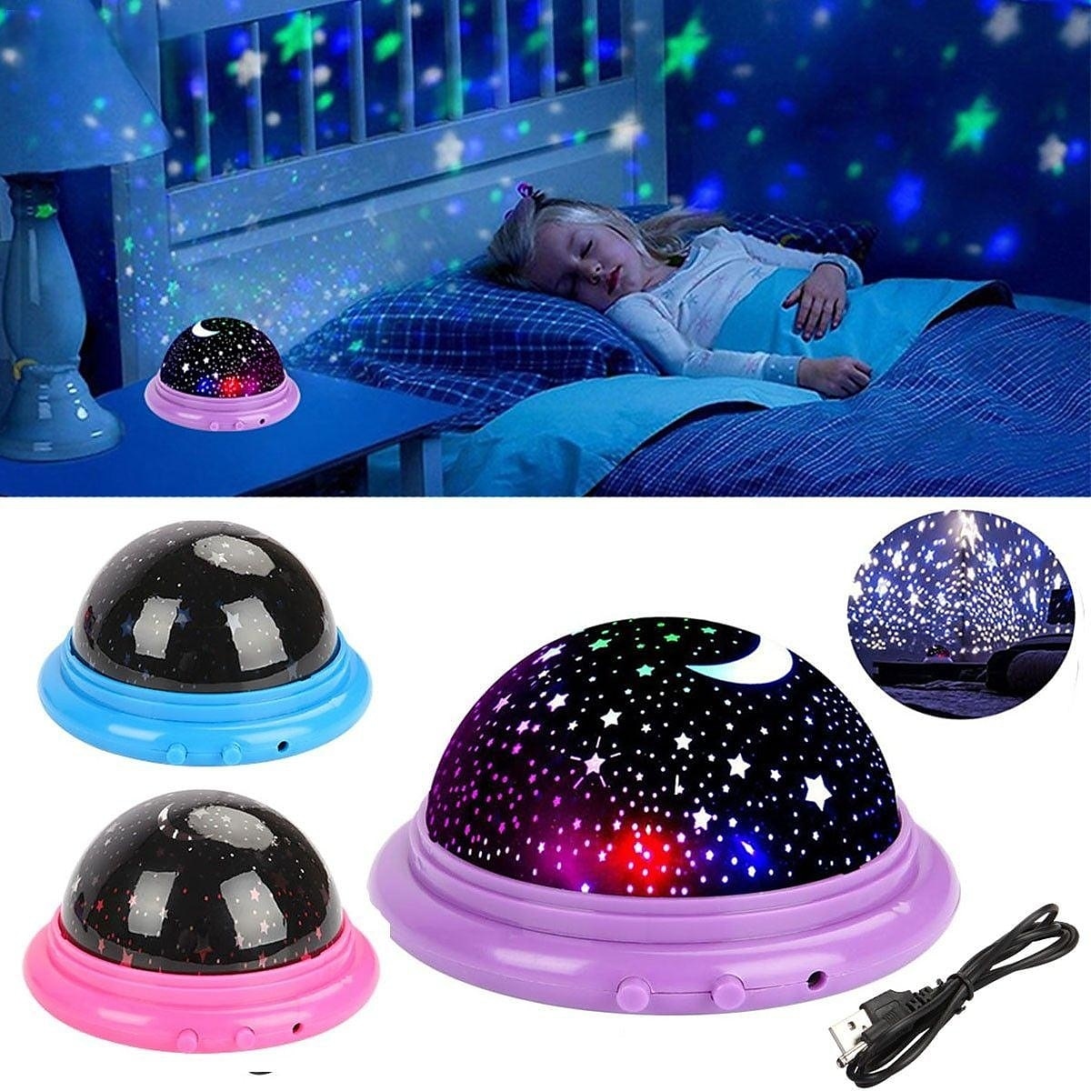 baby star sky proiettore lampada cambia colore stellato ufo led luce notturna luna cosmo giocattoli per bambini arredamento camera da letto regali di compleanno del 2025 a $8.49 –P4