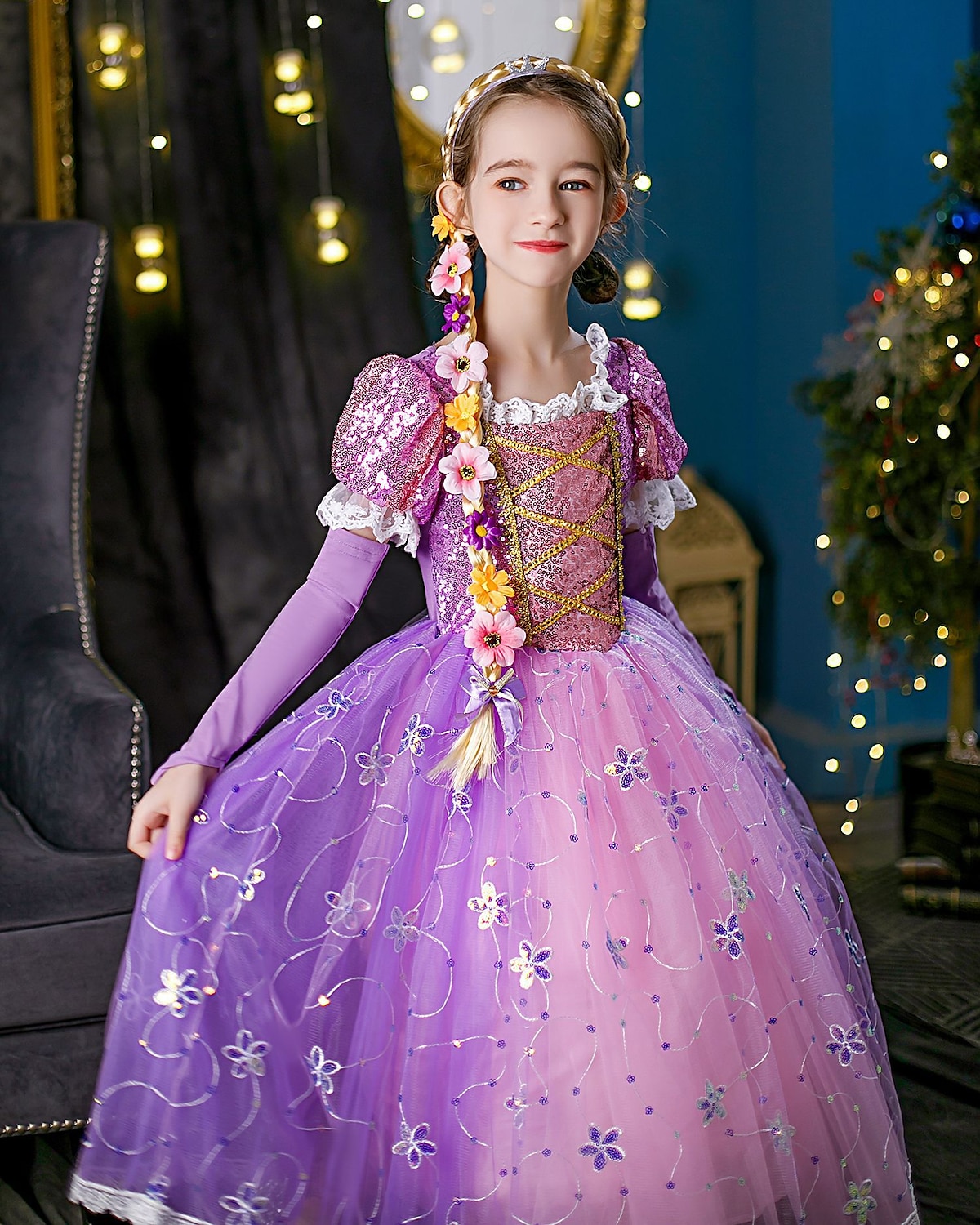 Prințesă Rapunzel Rochii Manta Rochie de fete cu flori Cosplay Partidul costumelor for Fete Pentru copii Zuia Copiilor Mascaradă Nuntă Invitat la nunta 2026 - $41.99 –P16