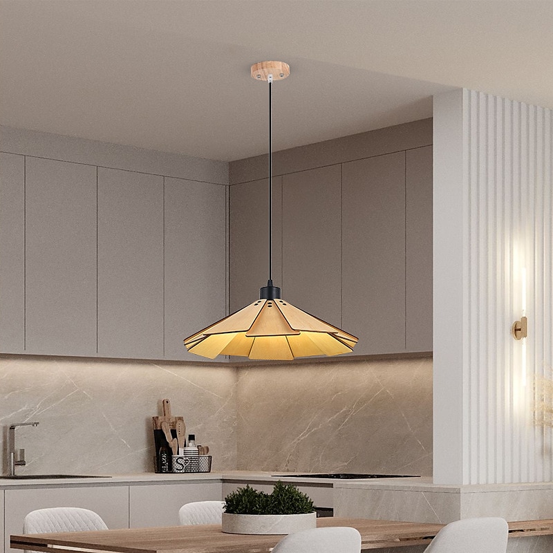 lampada a sospensione moderna lampada a sospensione geometrica paralume in legno naturale illuminazione corridoio lampadario lampada da soffitto per camera da letto cucina isola fattoria 110-240v del 2025 a $152.99 –P4