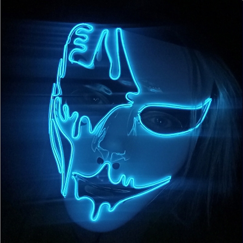 Neon Light LED Mask LED Halloween Scary Mask Cosplay Party Masque Masquerade Masks Halloween Costume Carnival Glow Party Props 2025 - $28.99 –P8