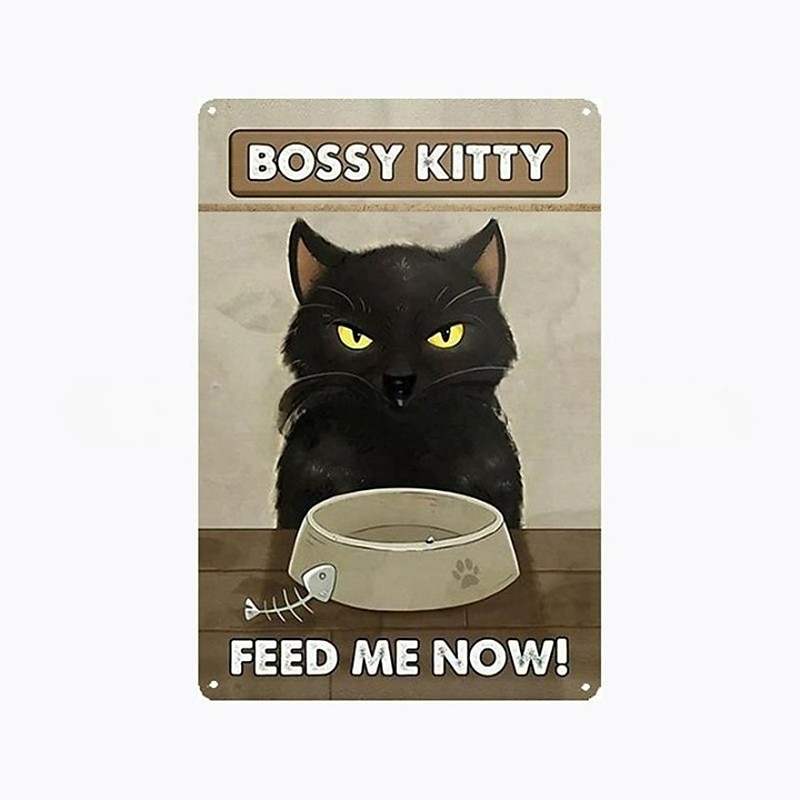 1db retro fém bádogtábla macska boros bádog tábla vintage konyhai táblák fali dekoráció, festmény fali akasztó lakberendezéshez fali művészet fém bádogtábla 20x30cm/8''x12'' 2026 - GBP £10.87 –P8