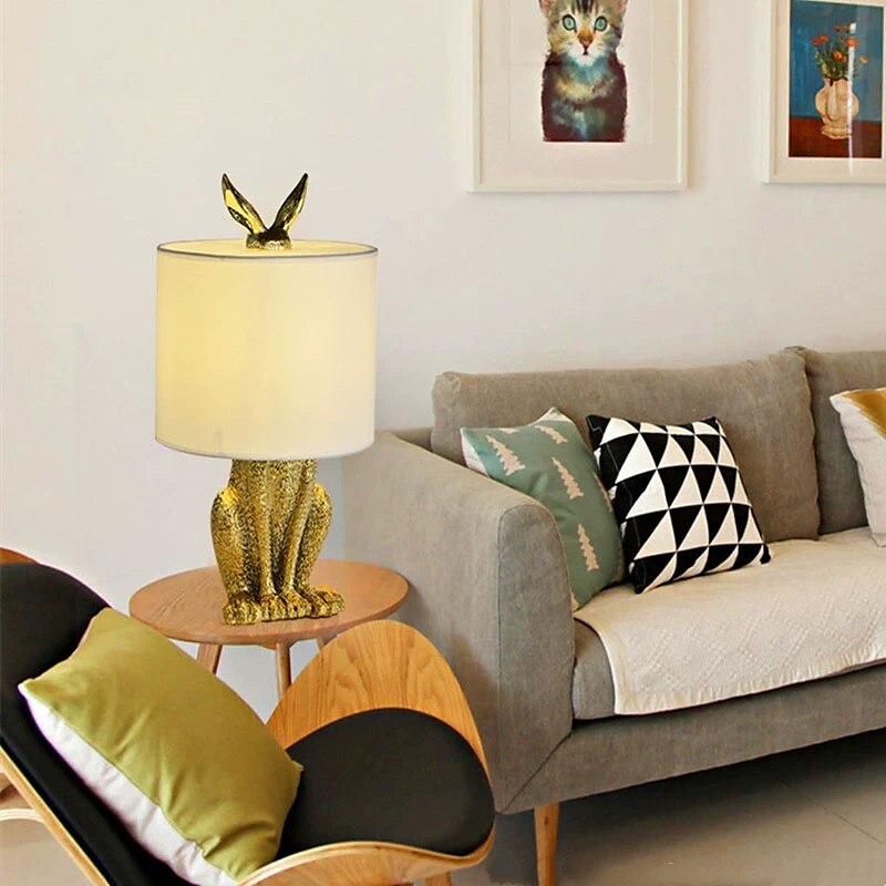 Table Lamp Modern Golden LED Rabbit Table Lamp with E27 Bulb Bedroom Bedside Lighting Fixtures for Living Room Dining Room Study Room Desk Lights 110-240V 2025 - $291.99 –P1