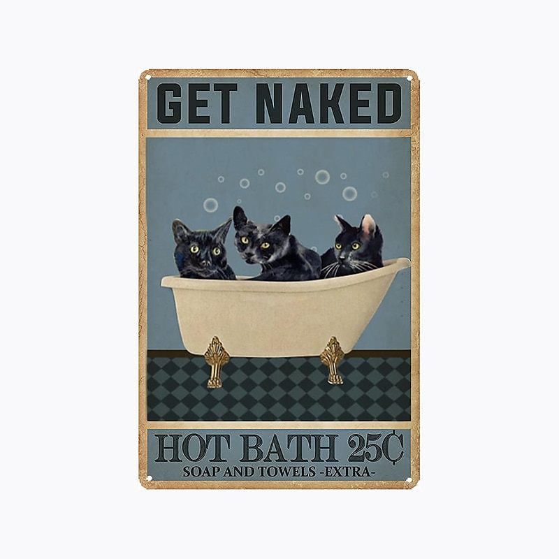 1db retro fém bádogtábla macska boros bádog tábla vintage konyhai táblák fali dekoráció, festmény fali akasztó lakberendezéshez fali művészet fém bádogtábla 20x30cm/8''x12'' 2026 - GBP £10.87 –P2