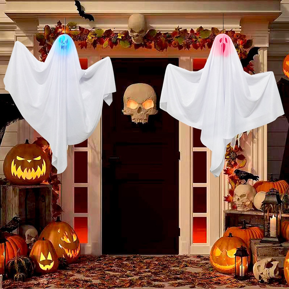 świecące duch dekoracje na halloween na zewnątrz led wiszące duch dla drzew upiorny oświetlony duch wodoodporne wiszące wystrój halloween ozdoby choinkowe do domu patio stoczni trawnik drzewo 2025 - $7.99 –P4