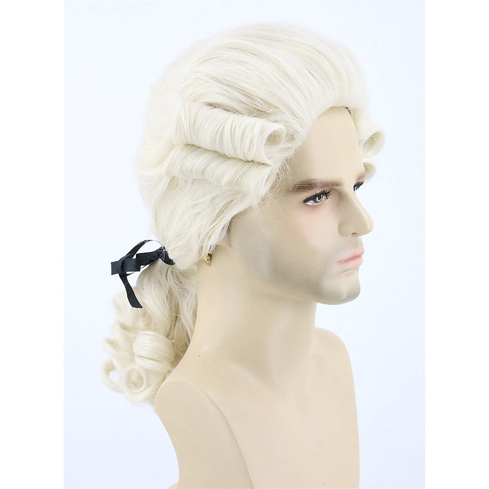 Mannen Pruik voor Koloniale Historische Rechter Kostuums Pruik Beige Carnaval Cosplay Pruiken Halloween Pruiken 2026 - $19.99 –P3