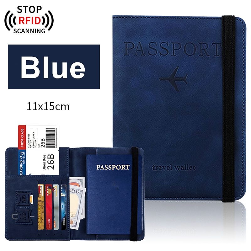 Leather Passport Cover RFID Elastic Band Travel Credit ID Card Waterproof Passport Holder Men Women Wallet Document Organizer 2025 - $6.49 –P2