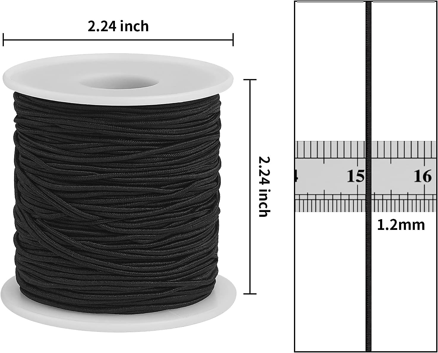 Elastic String for Bracelets, 4 Rolls 1 mm Sturdy Stretchy Elastic Cord for  Making Jewelry, Necklaces, Beading (2 Black+ 2 White)