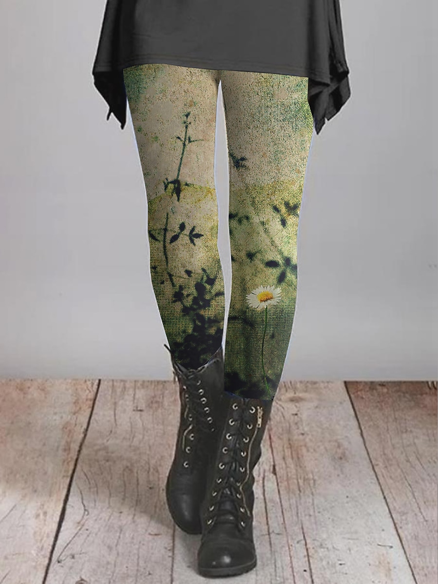 Naisten legginssit muoti pehmeät täysimittaiset luonnonkukkapainatus lämpimät mukavat mikroelastiset lomapäivä omenavihreä läpinäkyvä vihreä syvä vihreä kaikissa vuodenaikoissa 2025 - $26.99 –P3
