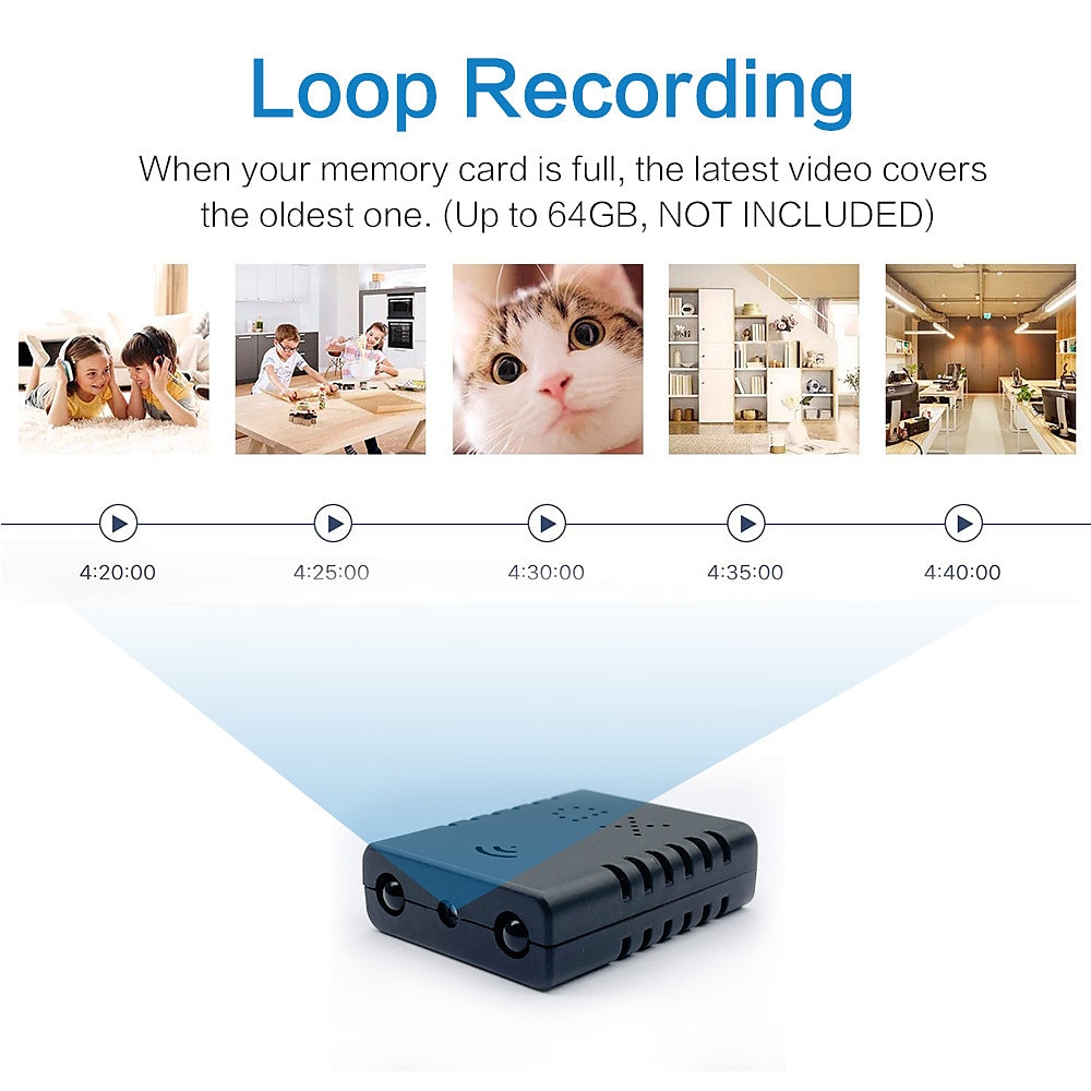 2025年 ミニスパイ隠しカメラ HD 480p Wi-Fi セキュリティカメラ ワイヤレス ナニーカメラ モーション検知 ナイトビジョン 電話アプリ付き 自宅 オフィス 屋内 ビデオ監視  コレクション – $47.99 –P6