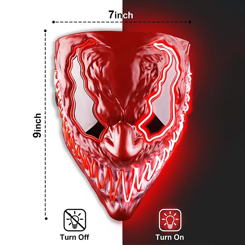 halloween maszk led purge világít világítással deadpool maszk ijesztő jelmez karneváli cosplay partihoz könnyű halloween jelmezek 2025 - $30.99 –P6