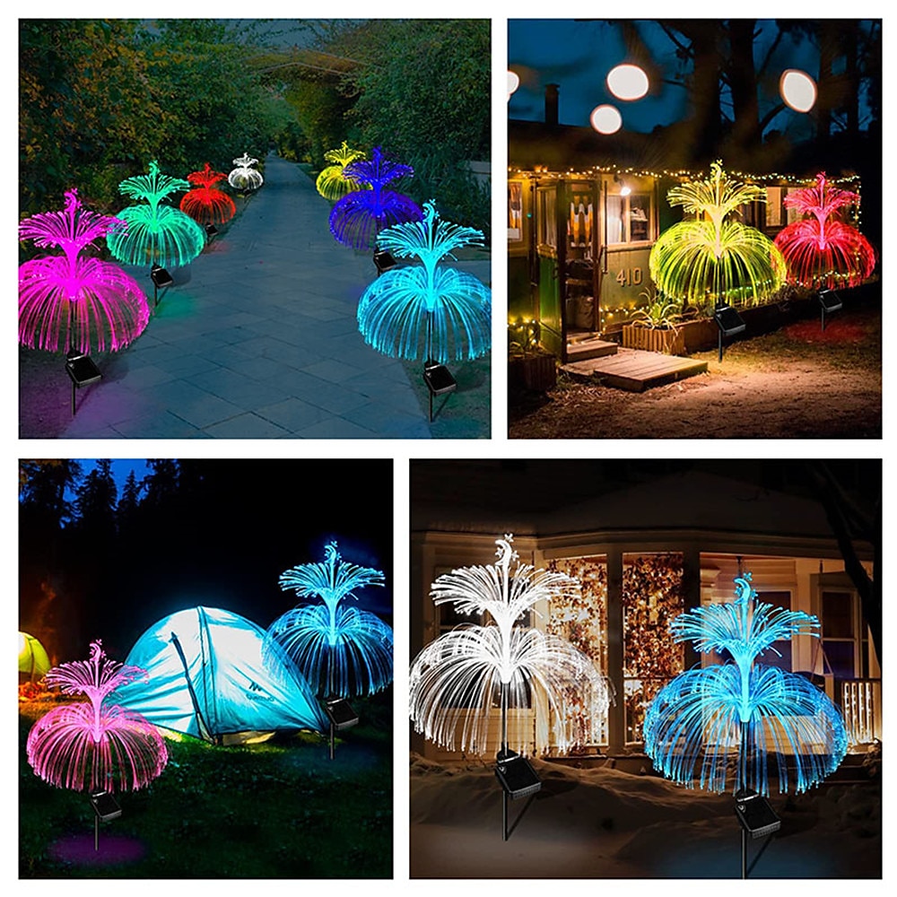 2pcs stella luna pampas erba 7 colori che cambiano luci meduse solari nuove luci solari da giardino cortile giardino percorso lampada solare impermeabile del 2025 a $32.99 –P1