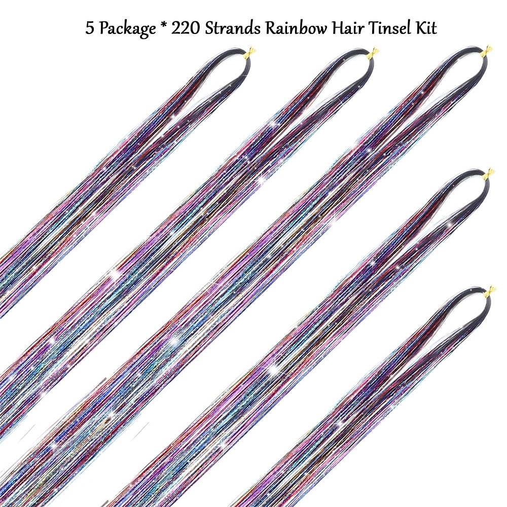 Hair Tinsel Kit Strands With Tool 48 Inch 5 Colors Poland