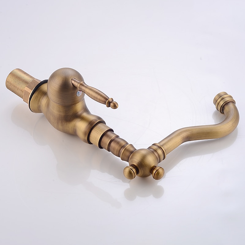 Luxury Retro Style Utility Sink Laundry Gold Faucet, Centerset High Arc One Handle One Hole Wash Basin Tap with Hot and Cold Water Switch, Laundry Tub Pot Filler Commercial Faucet in Antique Brass 2025 - $72.99 –P3