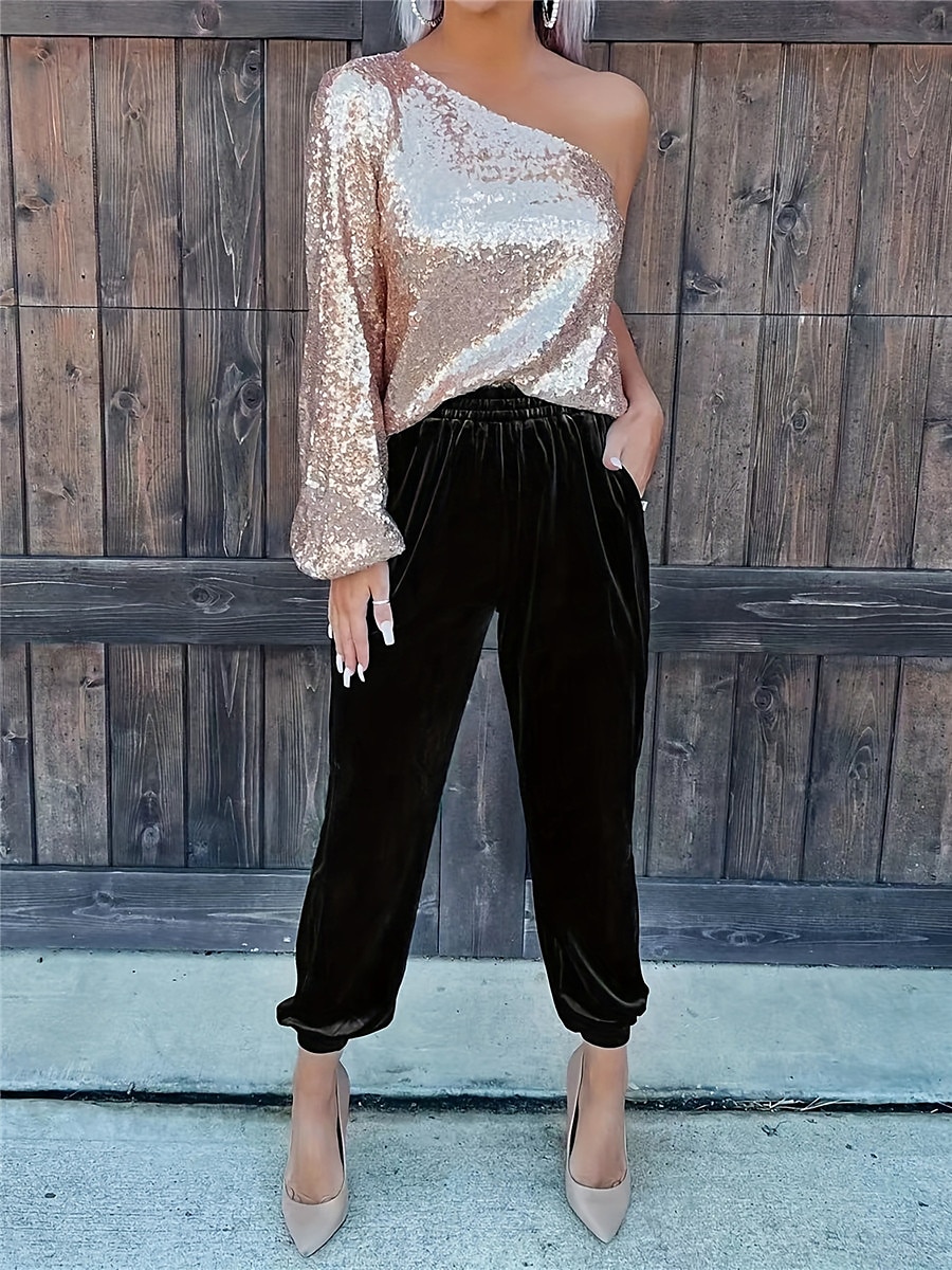 Women's Sweatpants Joggers Velvet Pants Trousers Full Length Pocket Micro-elastic High Waist Fashion Streetwear Party Dark Brown Black S M Fall & Winter 2025 - $22.99 –P12