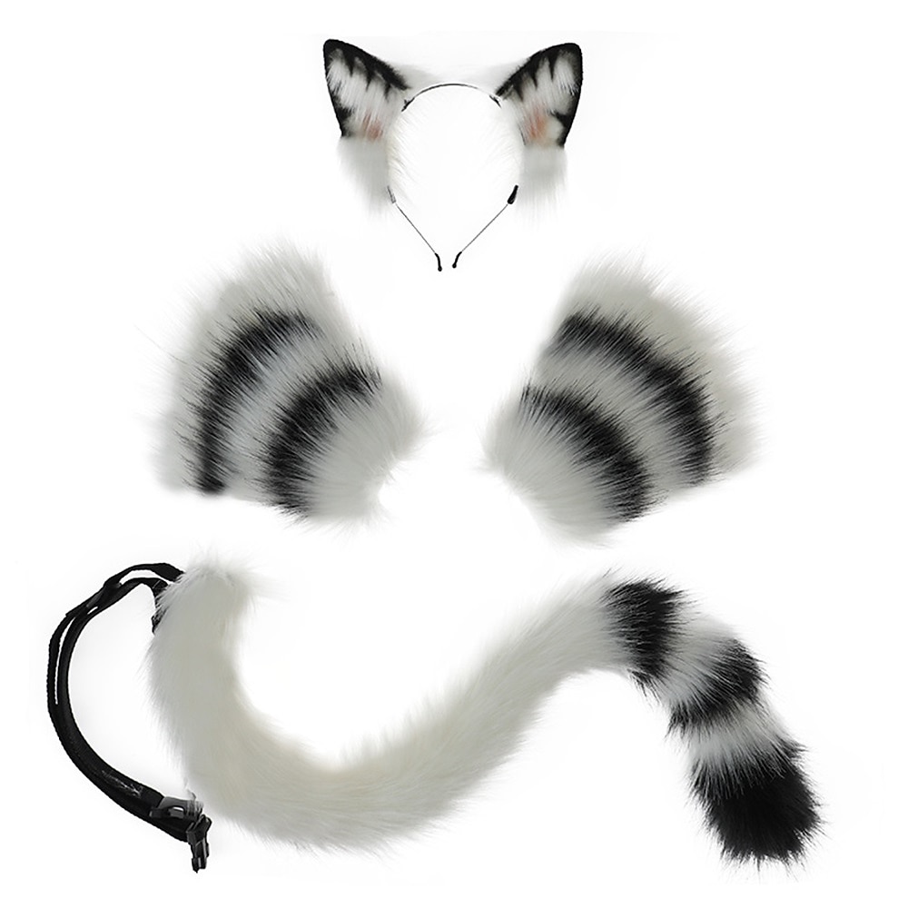 Bonito de pelúcia besta orelha headwear luvas de dedo aberto besta cauda cosplay prop acessórios acessórios para o cabelo conjunto cauda gato de 2026 por $18.99 –P4