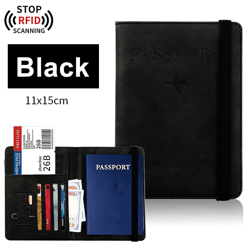 Leather Passport Cover RFID Elastic Band Travel Credit ID Card Waterproof Passport Holder Men Women Wallet Document Organizer 2025 - $6.49 –P1