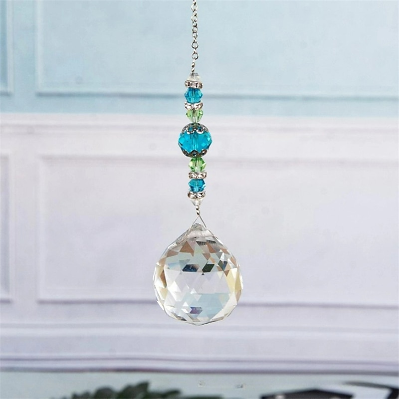 1 peça suncatcher de cristal, bola de prisma de janela, fabricante de arco-íris, pingente pendurado para casa, jardim, quintal, quarto, varanda, pátio, decoração de 2025 por $6.99 –P4