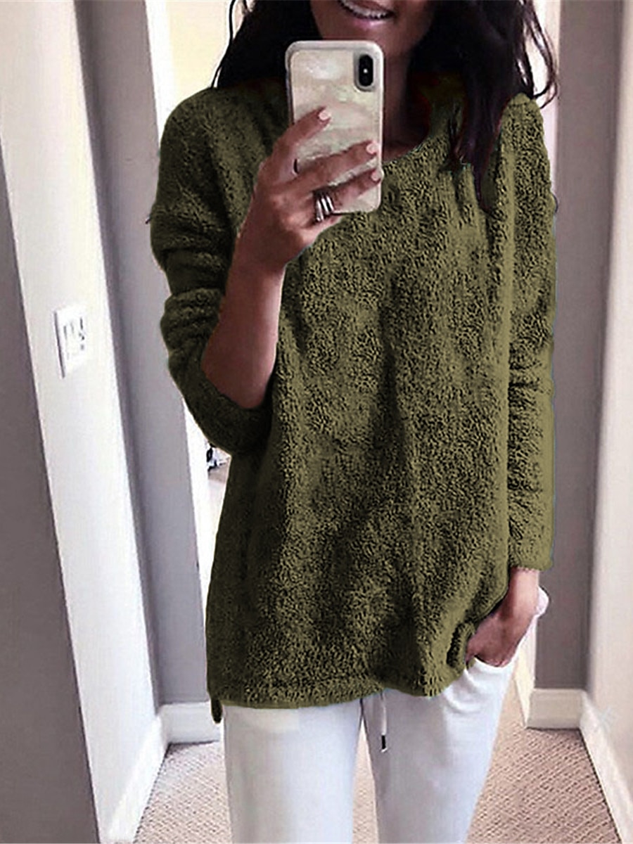 Femme Pull mode Décontractées Flexible Couleur unie Grosse maille Col Roulé énorme manche longue Hauts réguliers Tricoter du quotidien Sortie Fin de semaine Noir Blanche Automne Hiver de 2025 ? $11.99 –P11