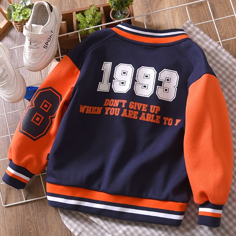 barn pojkar ytterkläder basebolljackor ytterkläder färg block bokstav långärmad fickkappa skolsport mode streetwear grön höst vinter 7-13 år 2025 - $21.99 –P3