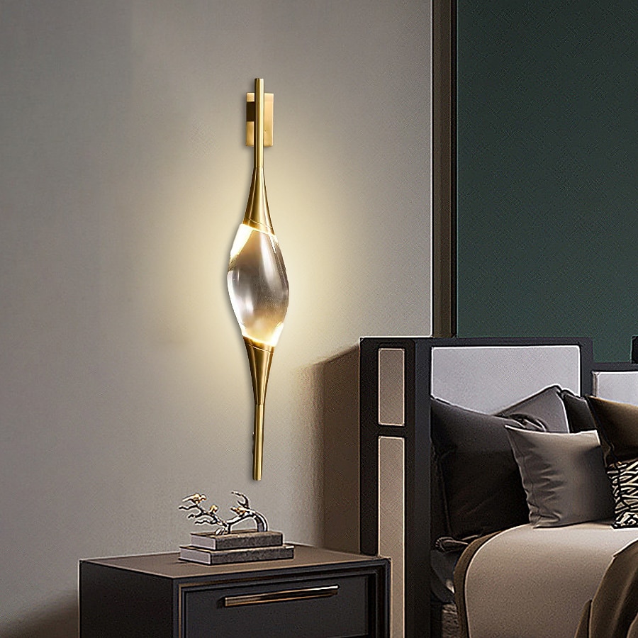 Crystal Wall Light Indoor Liner Design 60cm Minimalist Design Wall Sconce, Clear Glass Lampshade Wall Lamp,Decorative Wall Light for Bedroom Living Room Background Wall Lights 110-240V 2025 - $265.49 –P5