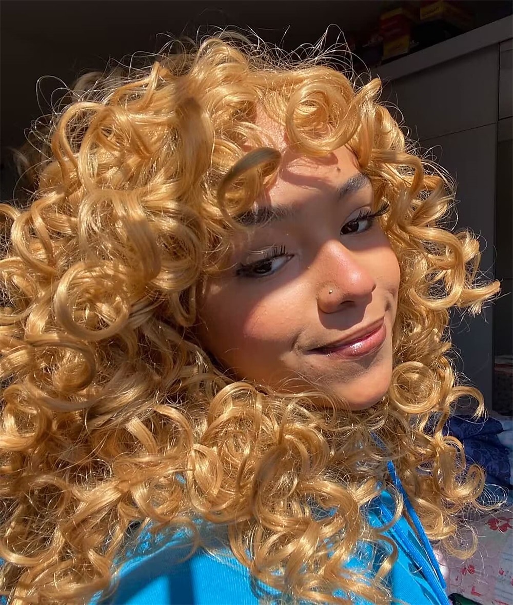 Long Curly Wavy Blonde Wigs for Women Side Part Natural Looking Cosplay Synthetic Fiber Wig Heat Resistant Replacement Wig Halloween Cosplay Party Wigs 2025 - $23.99 –P9
