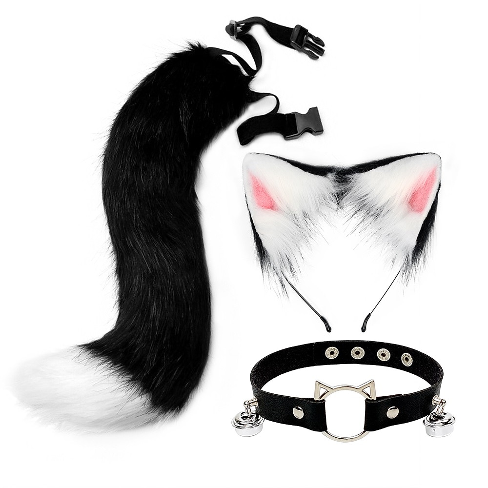 cos peluche animal oreille queue d'animal costume anime renard oreille loup oreille cheveux cerceau queue accessoire chat tête cloche collier de 2026 ? $25.99 –P2