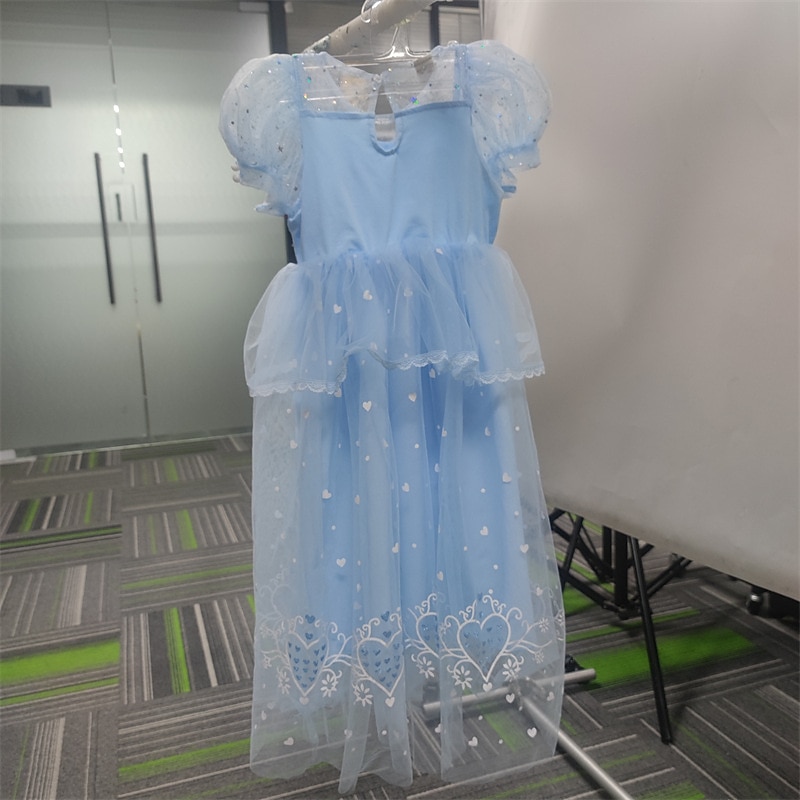 Prinzessin Elsa Kleid Für Mädchen – Eiskönigin Kostüm Mit Umhang, Blau/pink, Gr. 100-150 Cm